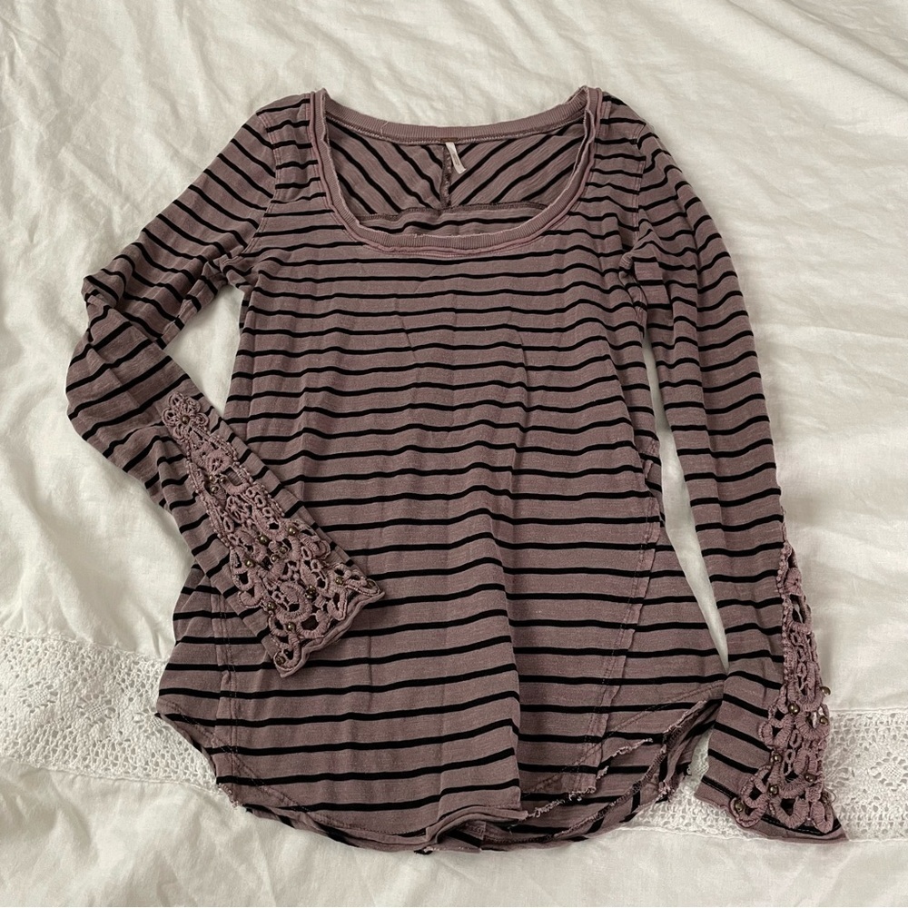 Free People MEDIUM Hard Candy Shirt Purple Striped